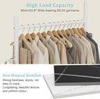 Nianerfaya Coat Rack Freestanding with Rock Base, Standing Garment Storage for Indoor - Coat Tree with 2 Hooks - 25.6" Wide Heavy Duty Clothe Rack Metal Clothing Hanger Rack (White)