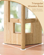 EDISHINE Small Wood Table Lamp, 13.5" Modern Bedside Lamp, Beige Linen Shade, Natural Wood Cylinder Nightstand Lamp for Bedroom Living Room, On-Off Line Switch, E26 Base (Bulb Not Included)