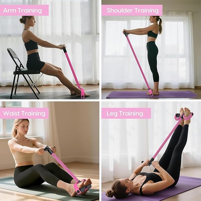 Pedal Resistance Band with Handle, Natural Rubber Foot Resistance Bands with Handles, New 6-Tube Manual Resistance Training Pedal Resistance Foot Pedal para Abdomen, Waist, Hands, Legs.