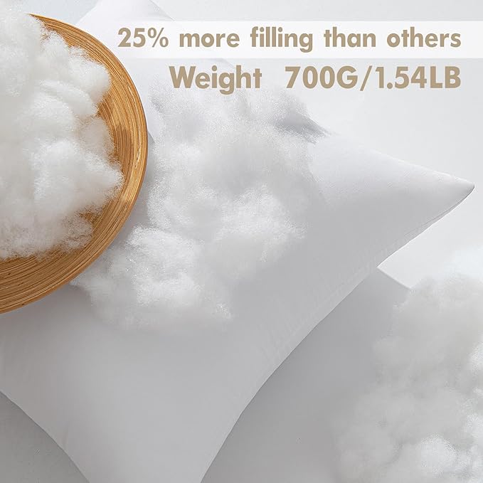 MIULEE Pillows Inserts, Pack of 4 22x22 Inch 100% Virgin Microfiber Filling Throw Pillows for Bed Couch Sofa