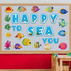 Ocean Theme Fish Classroom Bulletin Board Decorations Tropical Fish Paper Cutouts Under The Sea Bulletin Board Set for Fishing Theme Toddler Kids Birthday Party Classroom Decor