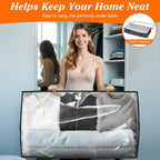 SpaceWhisper 90L Under Bed Storage Containers, 8-Pack Storage Bins with Clear Top, Foldable Closet Organizers and Storage with Label Holder for Clothing, Blankets, Comforter & Pillows (Grey)
