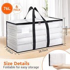 BlissTotes Moving Bags, 76L 6-Pack Storage Bags, Moving Box Heavy Duty Extra Large, Moving Totes with Zipper, Reinforced Handles Boxes for Packaging Moving, Decorative Wreath Storage