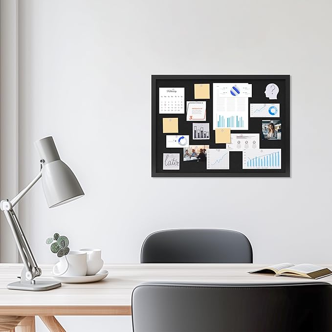 DAHAPYBOO Cork Board with Linen Black 2Pack,Bulletin Board 23"x17", Corkboards for Office Home School Message Board or Vision Board Decoration.