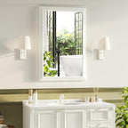 Bathroom Mirror for Over Sink,24x36Inch White Thick Anti-Rust Metal Frame, Rectangle Decorative Wall Mirror with HD Tempered Glass, Horizontal or Vertical Mount for Vanity, Bathroom,Living Room