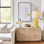 USumkky 20.5" Ceramic Table Lamps Set of 2 - Modern Farmhouse & Boho Style, Bedside Nightstand Lamps for Bedroom, Living Room End Table Lamps, Small Desk Lamp(Yellow)