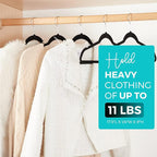 HOUSE DAY Premium Velvet Hangers 50 Pack Black, Non-Slip Flocked Felt Hangers, Sturdy Clothes Hangers with 360° Rotatable Hook, Heavy Duty Coat Hanger, Durable Slim Hanger for Closet Space Saving