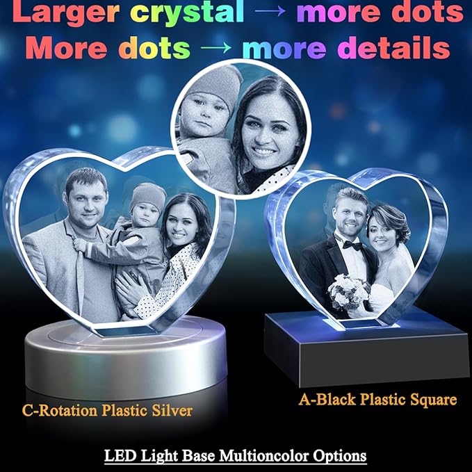 3D Photo Crystal, Personalized Gifts for Father Dad Husband, Grandpa,Unique Gift for Dad from Daughter Son,Custom Birthday,Anniversary,Memorial,Couples Gifts