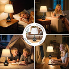 Seealle Touch Table Lamp for Bedroom, 3-Way Dimmable Small Bedside Lamps for Night Stands with Wires, Gloss Black Desk Lamp for Kids Room, Office, Living Room, End Table(LED Bulb Included)