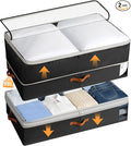 Under Bed Storage Bins - 98L Height-adjustable Under Bed Storage Containers, Compression Blanket Storage Comforter Storage Sweater Storage, Clothes Storage Bins With Clear Window, 2 Pack Black