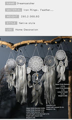 5 Pack Bohemian Ornaments,Dreamcatcher Gift Boho Native American Decor, Handmade Dreamcatcher for Girls, Boys, Adults, Kids Room,Witchy Gifts (White)