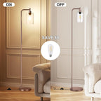 Ziisee Floor Lamps for Living Room - Industrial Standing Lamp with Glass Shade, Modern Floor Lamp with LED Bulbs, Farmhouse Floor Lamp for Bedroom, Tall Lamp for Office - Brown