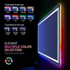 LOAAO 72”X40“ RGB LED Bathroom Mirror with Lights, Large, Anti-Fog, Dimmable Smart Lighted Bathroom Vanity Mirror, Multiple Light Modes, RGB Backlit + Front Light, Memory Function, Tempered Glass