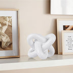 White knot sculpture, three-knot sculpture white home decor accent, suitable for rustic-style coffee table stands, living room TV cabinets, dining tables, entryway shelves, and small decorations.