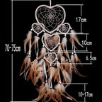 WESTONETEK Large Handmade Dream Catcher Traditional Dreamcatcher Feather Wall Hanging Decoration Ornaments Five Hearts Beige