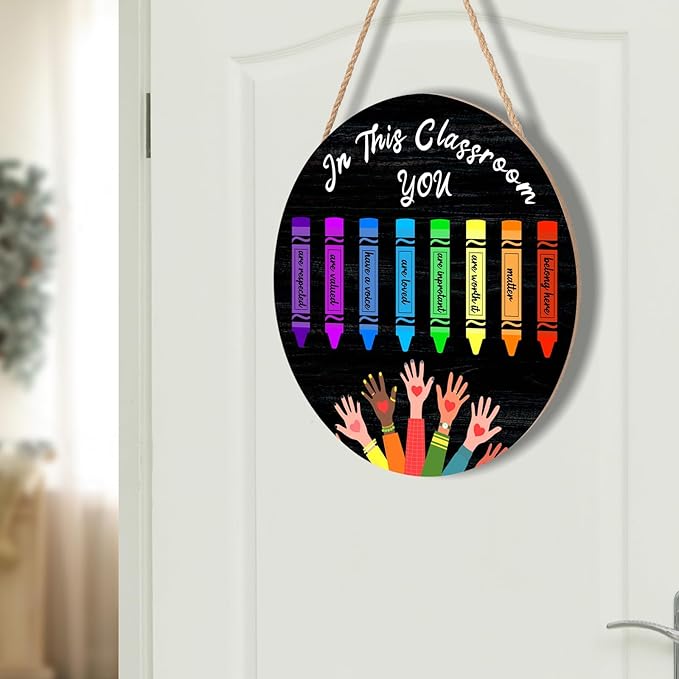 Welcome Sign for Classroom Door Decorations In This Classroom Welcome Door Hanger Sign Teacher Wooden Sign 12”x12” Classroom Welcome Door Sign for Elementary School Teacher Supplies