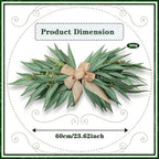24 Inch Artificial Eucalyptus Greenery Swag with Rustic Linen Bow, Farmhouse Mantel & Wall Decor for Spring, Summer and Year-Round Home or Wedding Decoration（2pcs