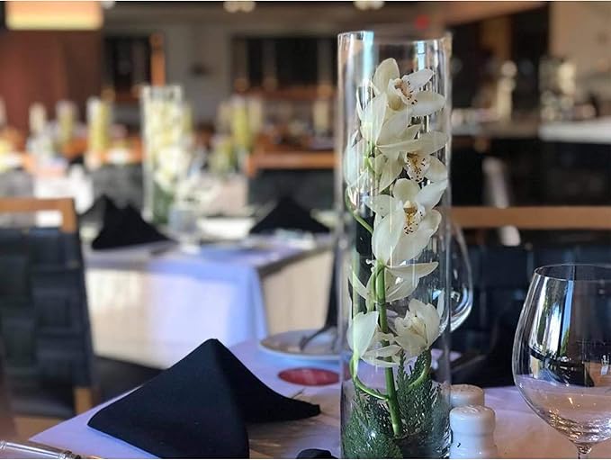 WGVI Quality Thick Weighted Tall Clear Cylinder Glass Vases, 4" W x 14" H, Flower Arrangement Floating Candle Holders Wedding Centerpieces Floral Container Home Decor, Bulk Wholesale, 12 Pcs