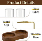 Incense Holder,Wooden Incense Holder for Sticks with 20 Incense Sticks, Anti-ash Incense Burner with Glass Ash Catcher, Wood Incense Holder 20 Stick (2 Glass Ellipse Base)