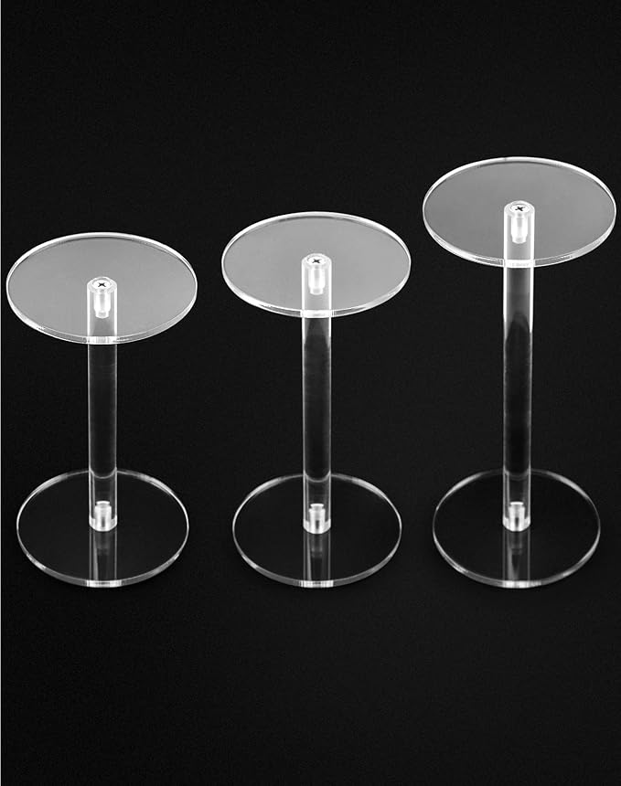 QWORK Round Acrylic Display Stand, 2 Sets Premium Clear Round Riser Stands