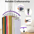 Legging Organizer for Closet, Metal Yoga Pants Hanger w/Rubber Coated 2 Pack w/10 Clips Hold 20 Leggings, Hangers Space Saving Hanging Hangers for Closet Organizers and Storage-Purple