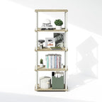 Furinno Turn-N-Tube Book Shelf, 5-Tier Bookshelf, Bookcase with Multipurpose Compact Display Rack, 11.6 x 23.6 x 57.4, for Living Room, Bedroom, Home Office, Sonoma Oak/White