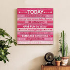 Pink Wall Decor, Inspirational Office Wall Art for Women, Motivational Quotes Room Decor For Teen Girls, Pink Framed Canvas Posters for Bedroom Kitchen Home Decorations, 8 x 8 Inches