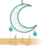 Pretty Jolly Green Moon Kids Dream Catcher Wall Decor Pompom Feather Baby Dreamcatcher Handmade Children Dream Catcher Home Décor Wall Hanging for Nursery Bedroom Boys Girls Birthday Gift-25.6in