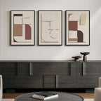 3D Textured Framed Neutral Wall Art, Brown Tan Beige Geometric Texture Artwork for Walls, 3 Piece Minimalist Modern Sandstone Art Painting for Living Room Hallway Office Kitchen Wall Decor, 16x24 Inch