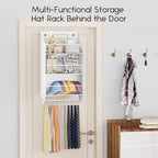 Over the Door Hat Rack - 3-Layer Design Hat Organizer Holds 30-36 Hats with 10 Hooks, Ideal Hat Rack for Door, Over the Door Organizer for Closet, Apartment, Bedroom, Dorm, 2 Pack, White