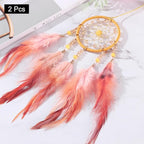 uxcell 2pcs Dream Catchers, Small Handmade Feather Dreamcatcher Supplies Car Charm with Crystal Beads Wall Hanging Decor for Home Car Decoration Ornament Women Friend Gift, Brown