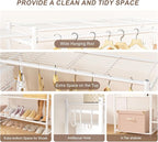 Neprock Clothing Racks for Hanging Clothes with Shelves, Portable Closet System Organizer Garment Rack for Clothes Storage, Metal Free Standing Wardrobe Clothes Organizer(White)