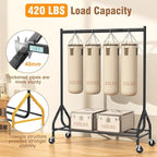 EAGMAK Heavy Duty Clothes Rack Load 420 LBS, 47.2" Long Rolling Garment Rack with Lockable Wheels, Standing Metal Clothing Hanger, Portable Wardrobe Sturdy Coat Organizer for Hanging Clothes (Black)