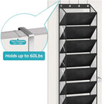 AOODA 10 Tier Clear Over the Door Shoe Organizer Storage, Deep Pockets Large Hanging Shoe Rack for Closet Door, Fit 20 Pairs Shoe Holder Hanger for Sneakers, Boots (Black)