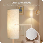 Wooden Textured Pole Lamp, Dimmable Floor Lamps for Living Room with Remote and Foot Switch, 64.4” Standing Tall Lamp, Corner Floor Light for Bedroom, Bulb Included, 3000K-6500K, FCC Listed XE06LD05W1