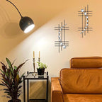 ZEXUIRU 2 Pcs Abstract Metal Art for Wall Decor Living Room Bedroom Bathroom Office Metal Bling Modern Geometric Hanging Vertical Small Iron Sculpture Plaque Pack -Black 24in