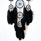 Handmade Evil Eye Dream Catcher for Home Decor, Jiyamony Black Dream Catchers for Adults Bedroom Wall Hanging Decoration with a Evil Eye Car Charm Gift