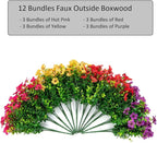 Artificial Flowers for Outdoors Daisy 12 Bundles for Home Decoration, Faux Flower Fake Plants Outside Decoration with Eucalyptus UV Resistant for Planter Porch Patio Yard Garden Colorful