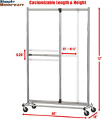 Simple Houseware Dual Bar Adjustable Garment Rack, Chrome, 72-inch Height