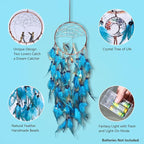 Dream Catchers Lovers Dream Catcher for Boys Large Dream Catcher for Girls Wall Hanging Tree of Life Wall Decor with LED Light Handmade Feather Dreamcatcher Native American Blessing Gifts