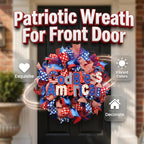 Patriotic Wreaths for Front Door, 250 Anniversary Decorations 4th of July Decorations Outdoor, Handcrafted Memorial Day Wreaths, Festival Celebration USA Flag Printed Wreath (G)