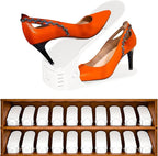 Shoe Slots Organizer, 20PCS Adjustable Double Layer Stack Shoe Rack, 50% Space-Saving Storage Rack Holder, White