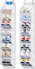 SLEEPING LAMB Narrow Over the Door Shoe Organizer for Closet, 2 Packs Shoe Racks for Door with Mesh & Deep Pockets, Hanging Sneakers Holder to Storage Boots, White