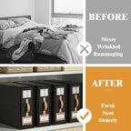 6 Pack Foldable Bed Sheets Set Organizers and Storage(King & Queen Size),Linen Fabric Closet Organizers with Window,Folding Bedding Storage Box for Bedsheets and Pillow Cube Organizer-Black
