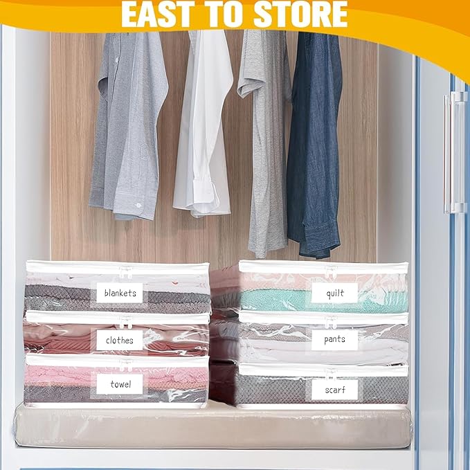 Kikerike Plastic Storage Bags with Easy-Glide Zipper, Pack of 8, Durable Clear Vinyl Zippered Storage Bags for Clothes Sweaters Comforters Blankets Sheets Bedding (15.7 x 13.8 x 3.9 Inch)