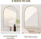 Antique Gold Arched Wall Mirror 20"x30", Ornate Beaded Metal Frame Bathroom Mirror, Vintage Decorative Wall Mirror for Bedroom, Living Room, Entryway, or Vanity Décor