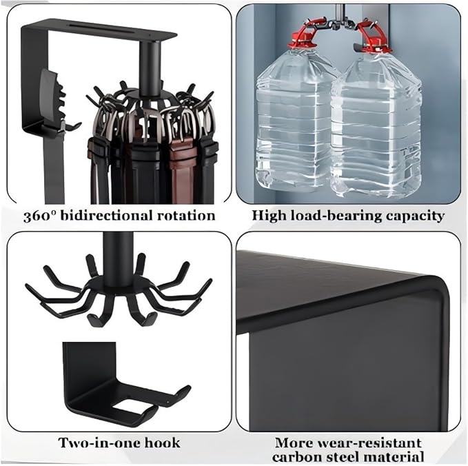Xuhal Belt Hanger Wall Mount 360° Rotatable Belt Organizer for Closet Heavy Duty Carbon Steel Tie Storage Rack Space Saving Hanging Holder for Bra, Tank Top, Tie, Scarf and Accessories