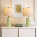 G-SAFAVA 20.5" Small Table Lamps for Living Room Lamp Set of 2 Ceramic Lamps for Bedroom Bedside Lamps Modern Boho Lamps for Night Stands Farmhouse Nightstand Lamp Side End Table Lamp, Light Green