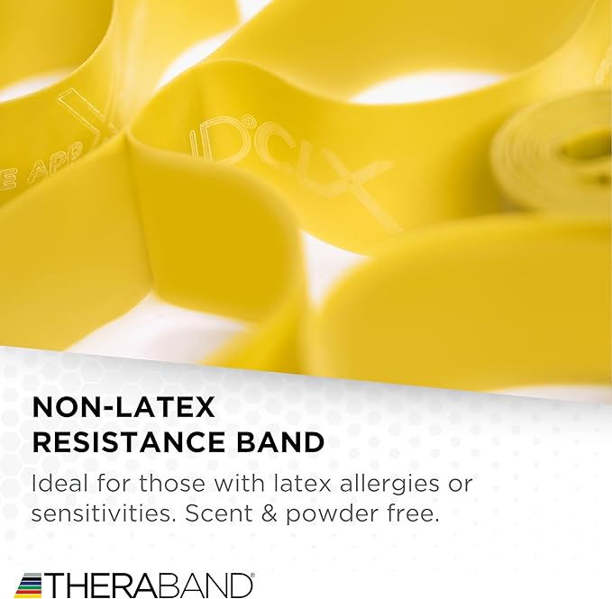 THERABAND CLX Resistance Band with Loops, 5-Foot Non-Latex Exercise Band for Mobility, Rehab, Stretching & Home Workouts, Color-Coded Resistance Levels
