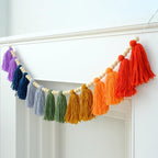 DCJHFJ Boho Tassel Garland Wall Hanging with Wood Beads Colorful Tassel for Kids Room Bedroom Classroom Nursery Dorm Decorations